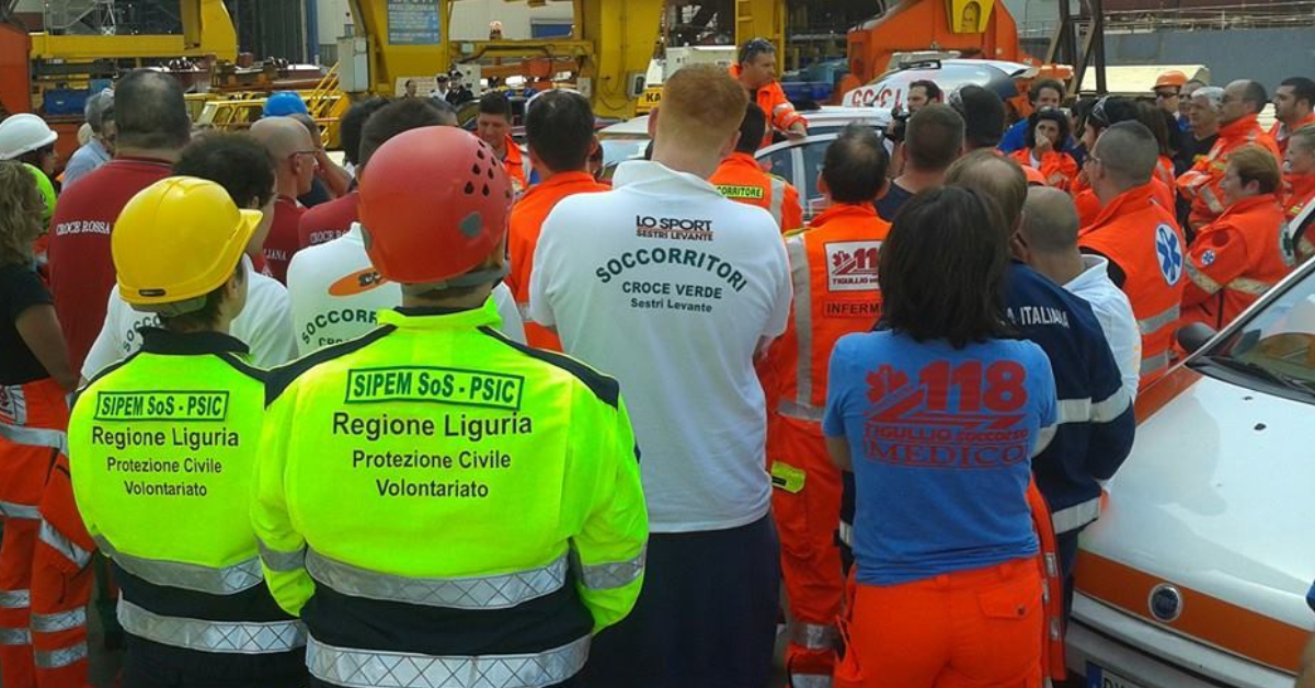 Briefing alla esercitazione di maxi emergenza presso Fincantieri